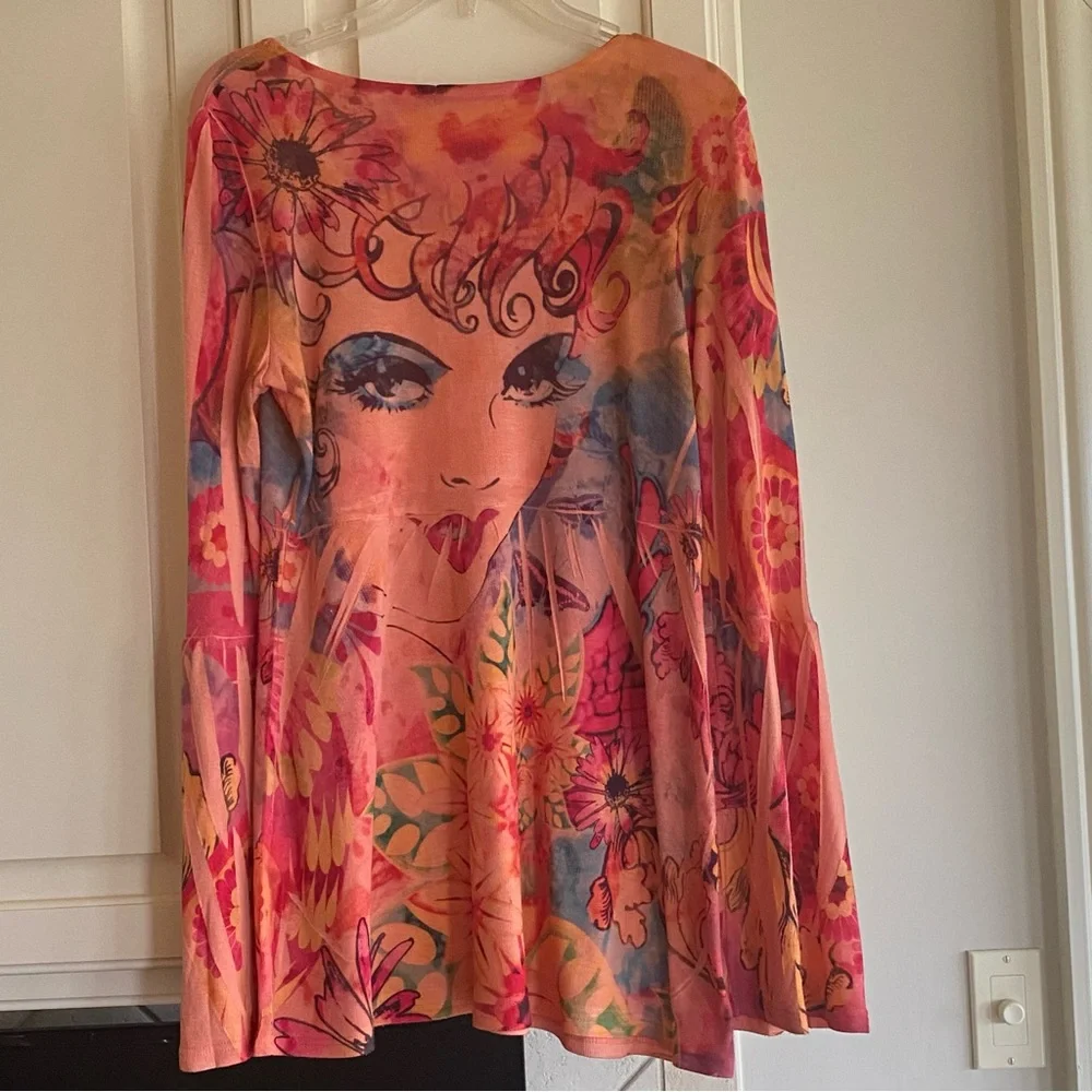 NY Collection Vibrant Artistic Long Sleeve Top - Picture 5 of 8